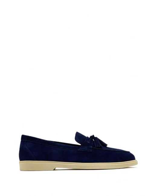 Magnanni Shoes Blue Tassel Suede Loafers