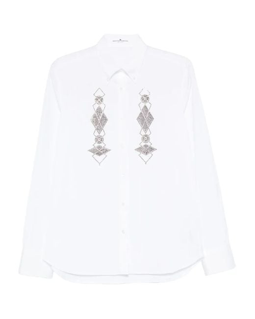 Ermanno Scervino ホワイトシャツ Ermanno Scervino Poplin Shirt With Cut-Out Embroidery in White