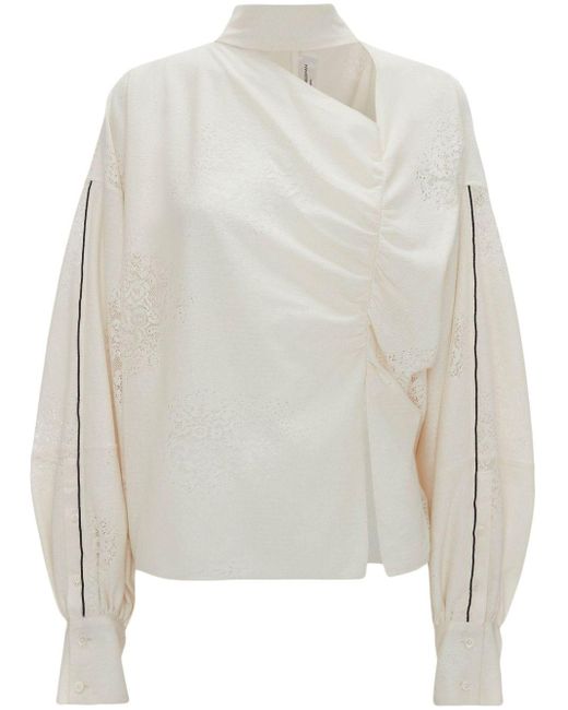 Blusa drapeada con detalle fruncido Victoria Beckham de color White
