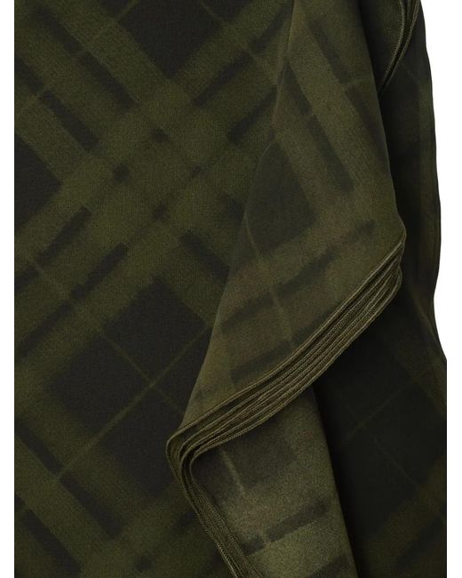 Burberry Green Check Silk Wrap Skirt