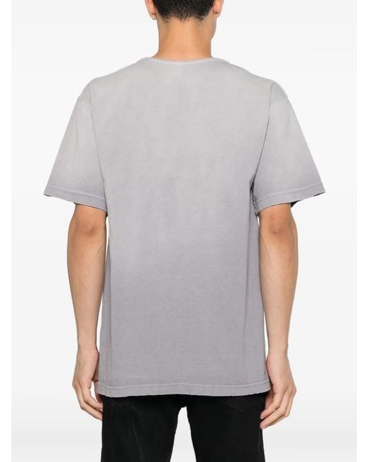 Antik Denim Gray Faded-Effect Raw-Cut T-Shirt for men