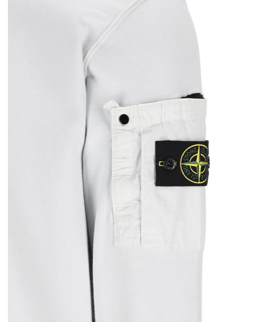 Stone Island メンズ ホワイト ポケットロゴスウェットシャツ