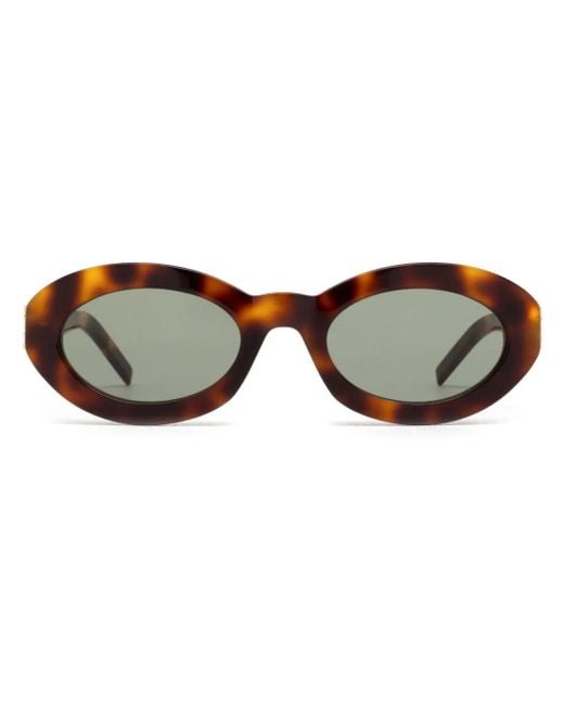Saint Laurent Brown Monogram Hinge Oval-Frame Sunglasses
