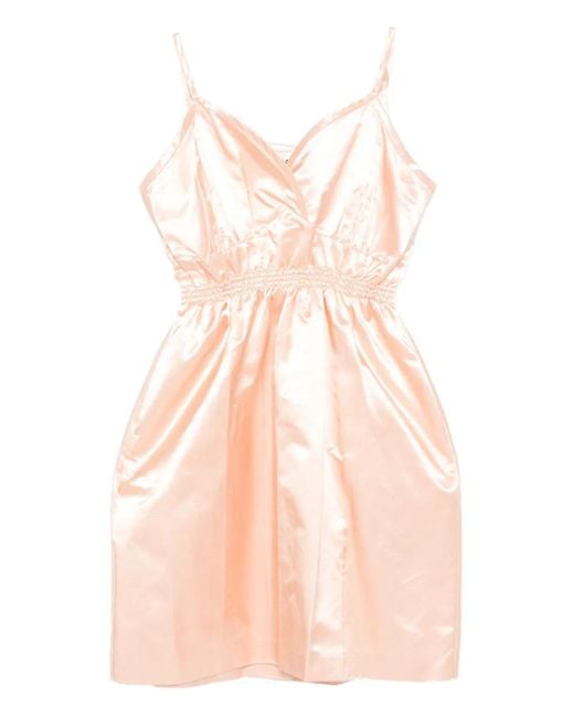 Vestido corto de satén con tirantes finos Miu Miu de color Pink