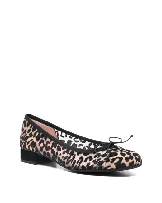 Pretty Ballerinas White Leopared-Print Ballet Flats