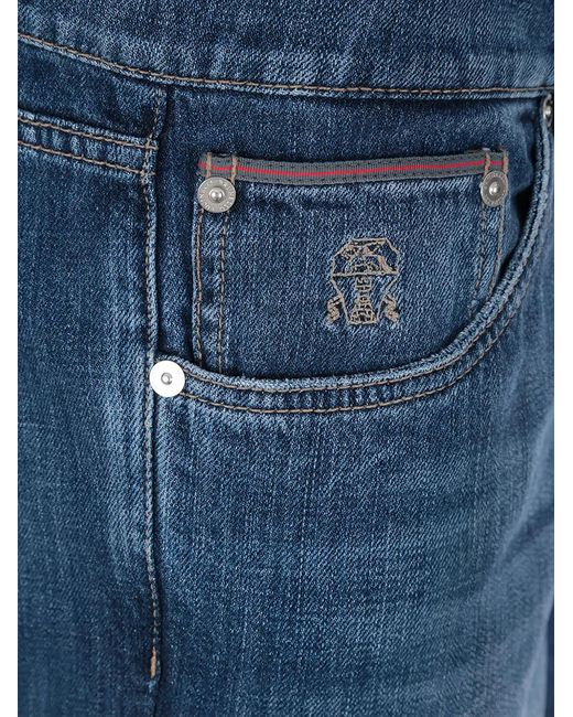Brunello Cucinelli Slim-Fit Jeans in het Blue voor heren