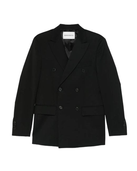 Amaranto Black Double-Breasted Blazer for men