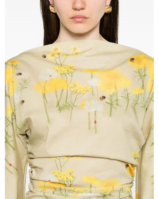 BERNADETTE Yellow Ezra Floral-Print Midi Dress