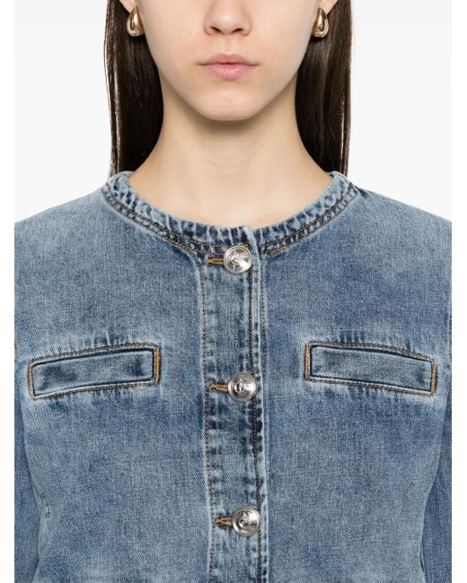 Pinko Blue Classic Cotton Jacket, Breathable Design