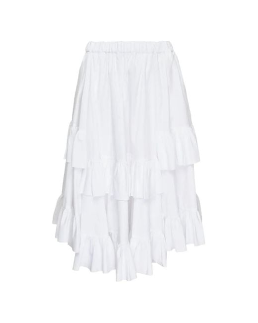 Comme des Garçons White Ruffled Tiered Skirt