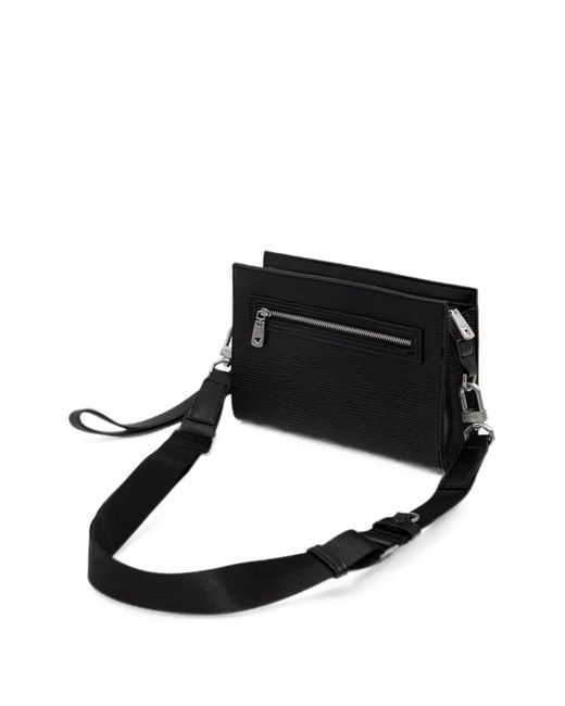 Guess Black Milano Logo-Plaque Textured Bag for men