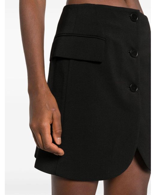 Lanvin Black Button-front Virgin-wool Miniskirt