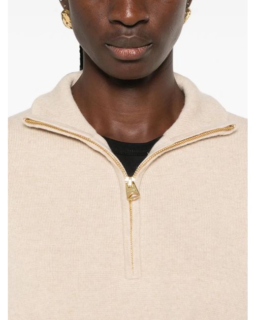Kujten Natural Quarter-Zip Cashmere Sweater