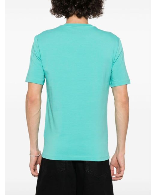 T-shirt en coton mélangé à logo imprimé Moschino pour homme en coloris Blue
