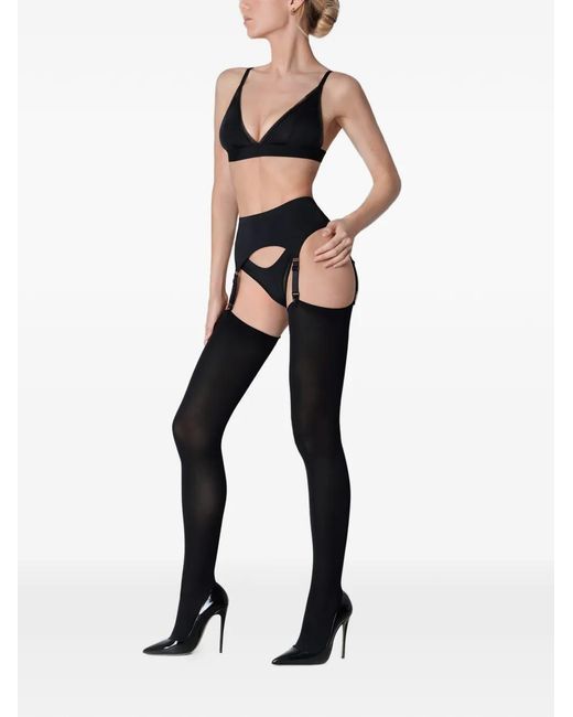Maison Close Black Cut And Curled Stockings