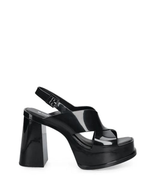 Melissa Black Dance Platform Crossover-Strap Pumps