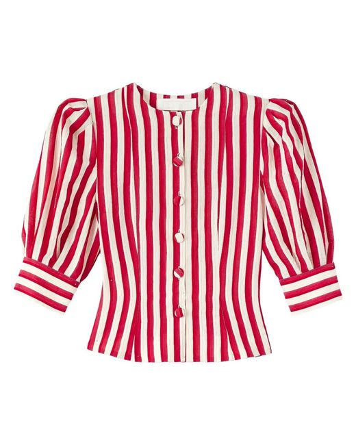 D'Estree Red Jasper Striped Blouse