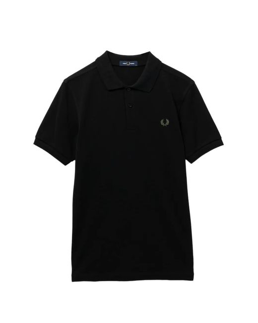 Fred Perry Black Logo-Embroidered Short-Sleeve Polo Shirt for men