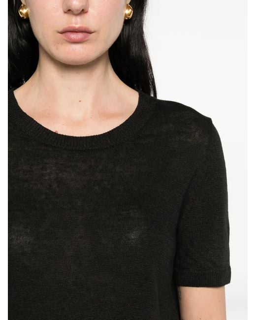 Weekend by Maxmara Black Pancone Crew Neck Top