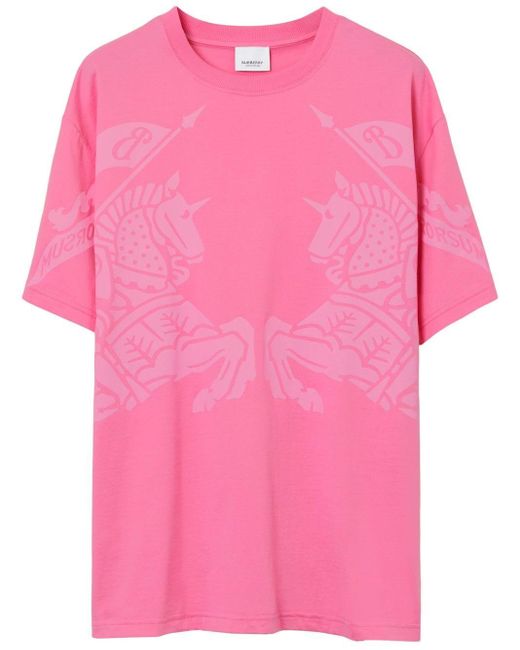 Burberry Pink Ekd-print Cotton T-shirt