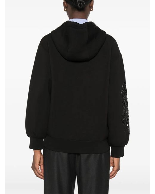 Liu Jo Black Sequin-Embellished Zip-Up Hoodie