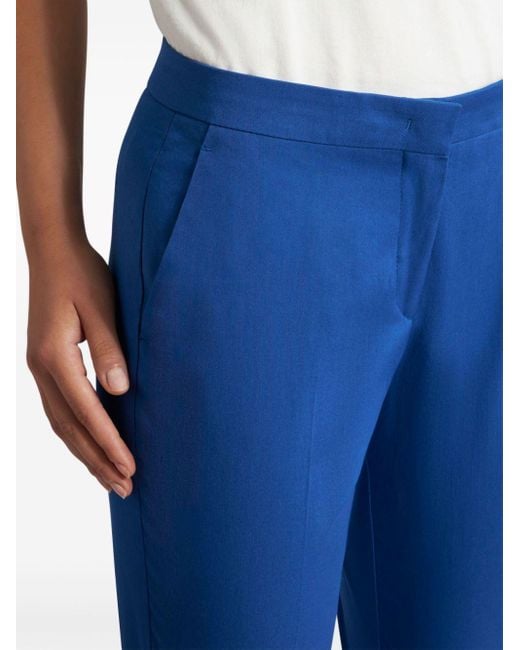 Etro Blue Cropped Stretch-cotton Trousers