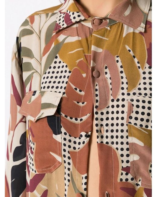Amir Slama Multicolor Palm Tree Leaf Print Shirt