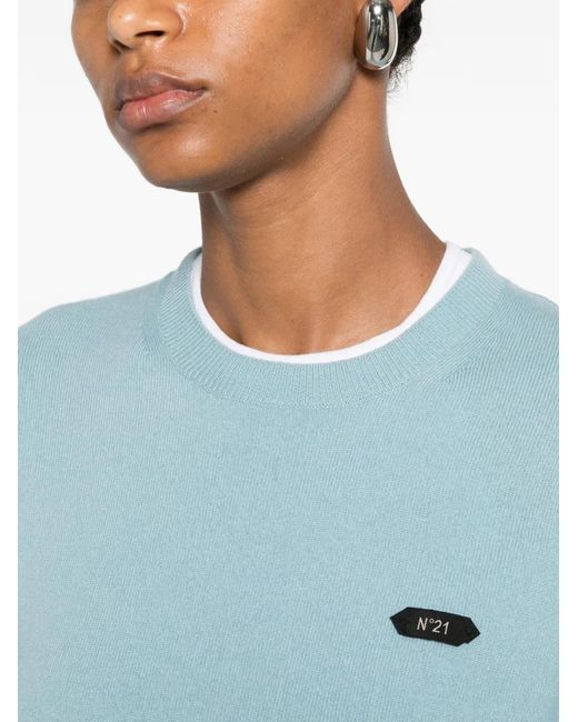 Pull À Patch Logo N°21 en coloris Blue