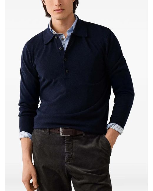 Hackett Blue Knitted Polo Knit for men