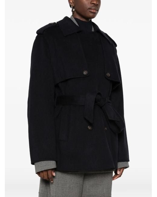 IVY & OAK Black Belted Double-Breasted Jacket