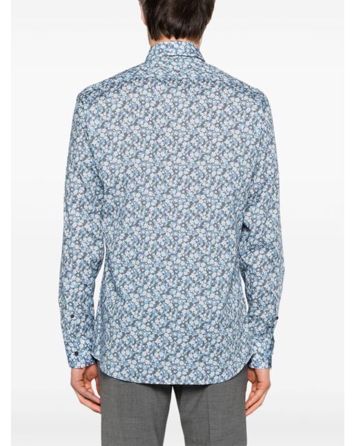 Camisa con estampado floral Karl Lagerfeld de hombre de color Blue