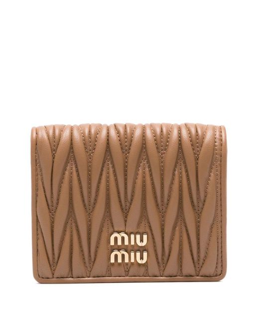 Miu Miu Brown Matelassé Bi-fold Wallet
