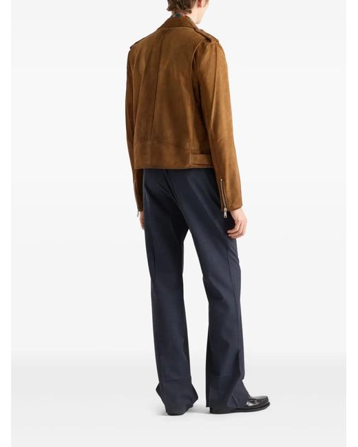 Prada Brown Suede Biker Jacket for men