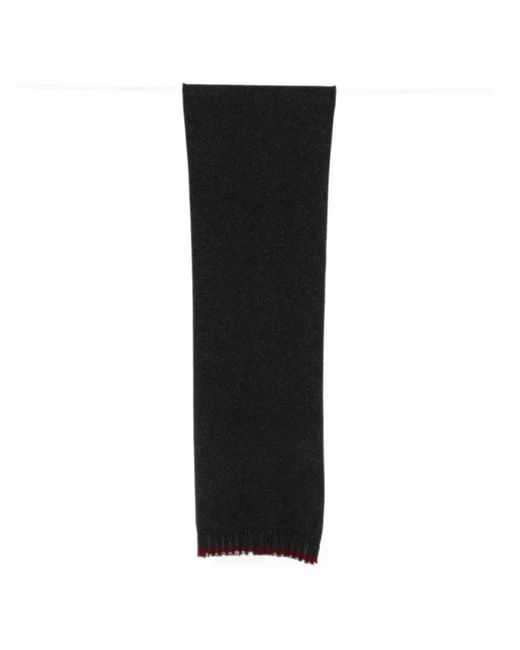 Uma Wang Black Ribbed-Trim Frayed Scarf