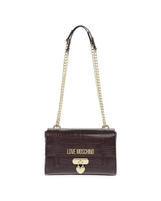 Moschino White Crocodile-Effect Shoulder Bag
