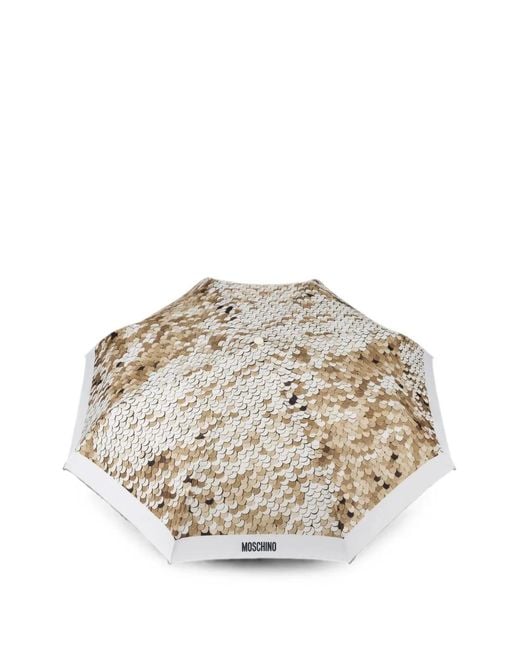 Moschino White Sequin-Print Umbrella