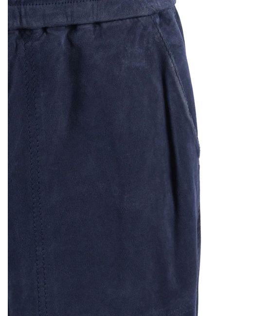 P.A.R.O.S.H. Blue Drawstring Suede Trousers