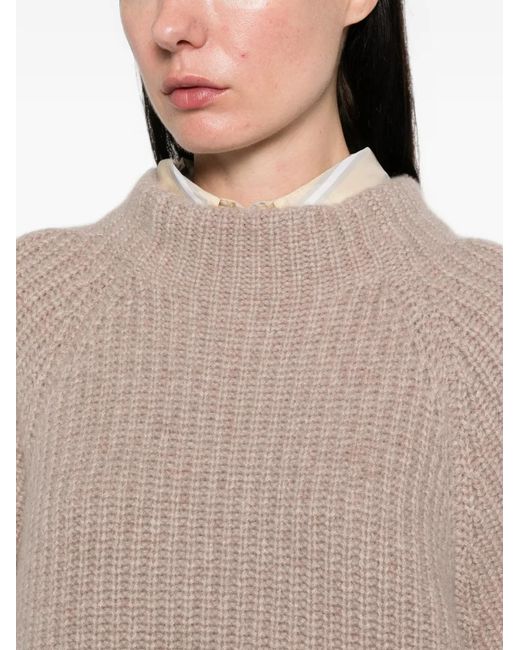 EMERSON RENALDI Natural Ribbed-Knit Raglan-Sleeve Sweater