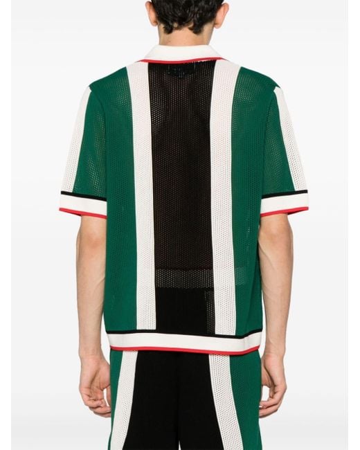 Casablancabrand Green Striped Knitted Mesh Shirt for men
