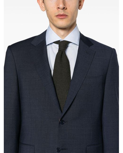 Canali Blue Basket Weave-print Wool Suit for men