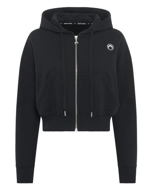 MARINE SERRE Hoodie Met Ritssluiting En Moon-Logo in het Black