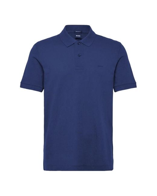 Boss Blue Pallas Cotton-Piqué Polo Shirt for men