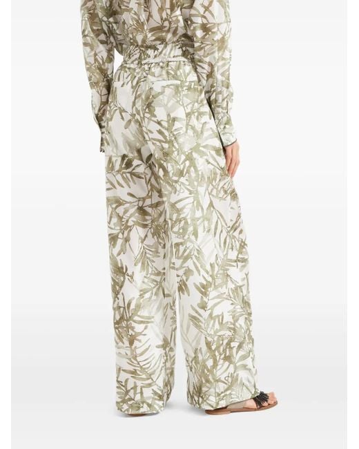 Brunello Cucinelli White Hose Mit Blatt-Print