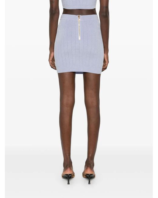 Balmain Coinボタン ミニスカート Blue