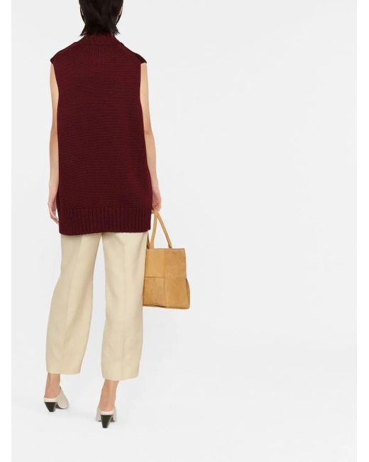 Jil Sander Red Knitted High-Neck Vest