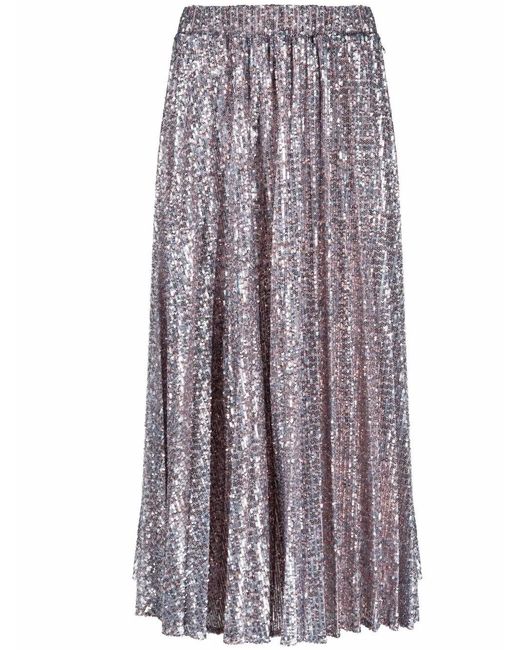 Patrizia Pepe Purple Sequined Pleated Full Skirt