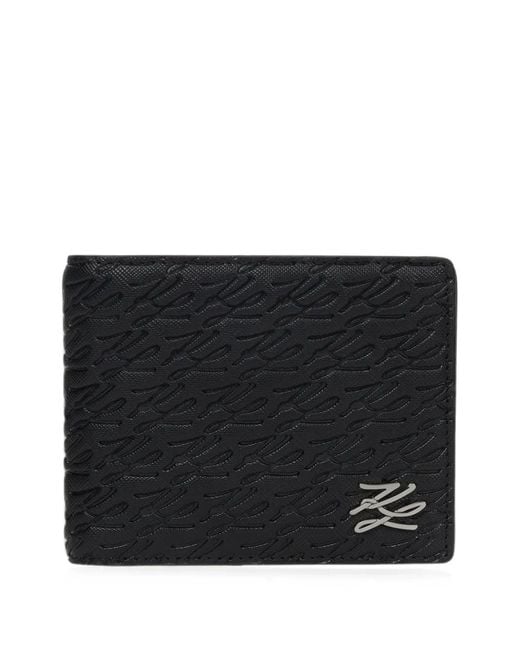 Karl Lagerfeld Black K/Autograph Monogram-Embossed Wallet for men