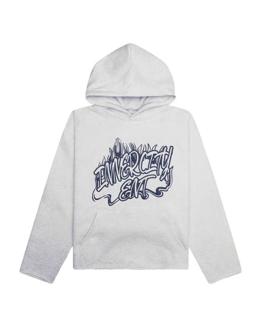 Honor The Gift White Fire Flame-Print Hoodie for men