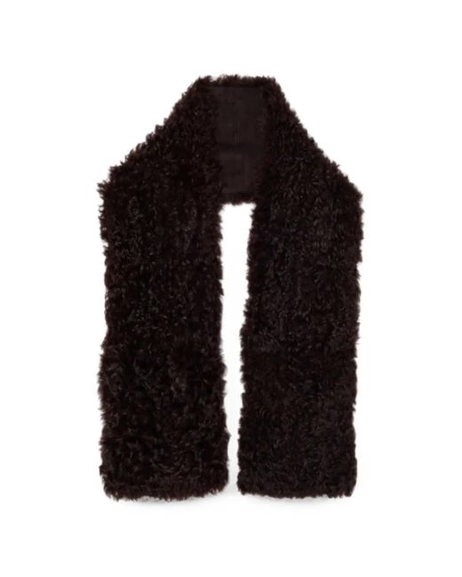 Plan C Black Shearling-Effect Scarf