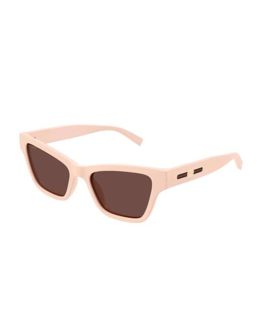 Gucci Brown Geometric Stripe Sunglasses